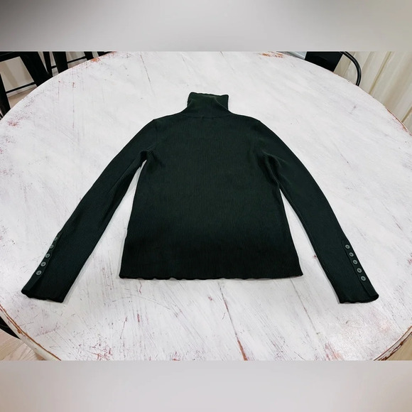 Anthropologie Maeve Button-Sleeve Turtleneck in Holly Green Size XL $90 - Picture 5 of 11